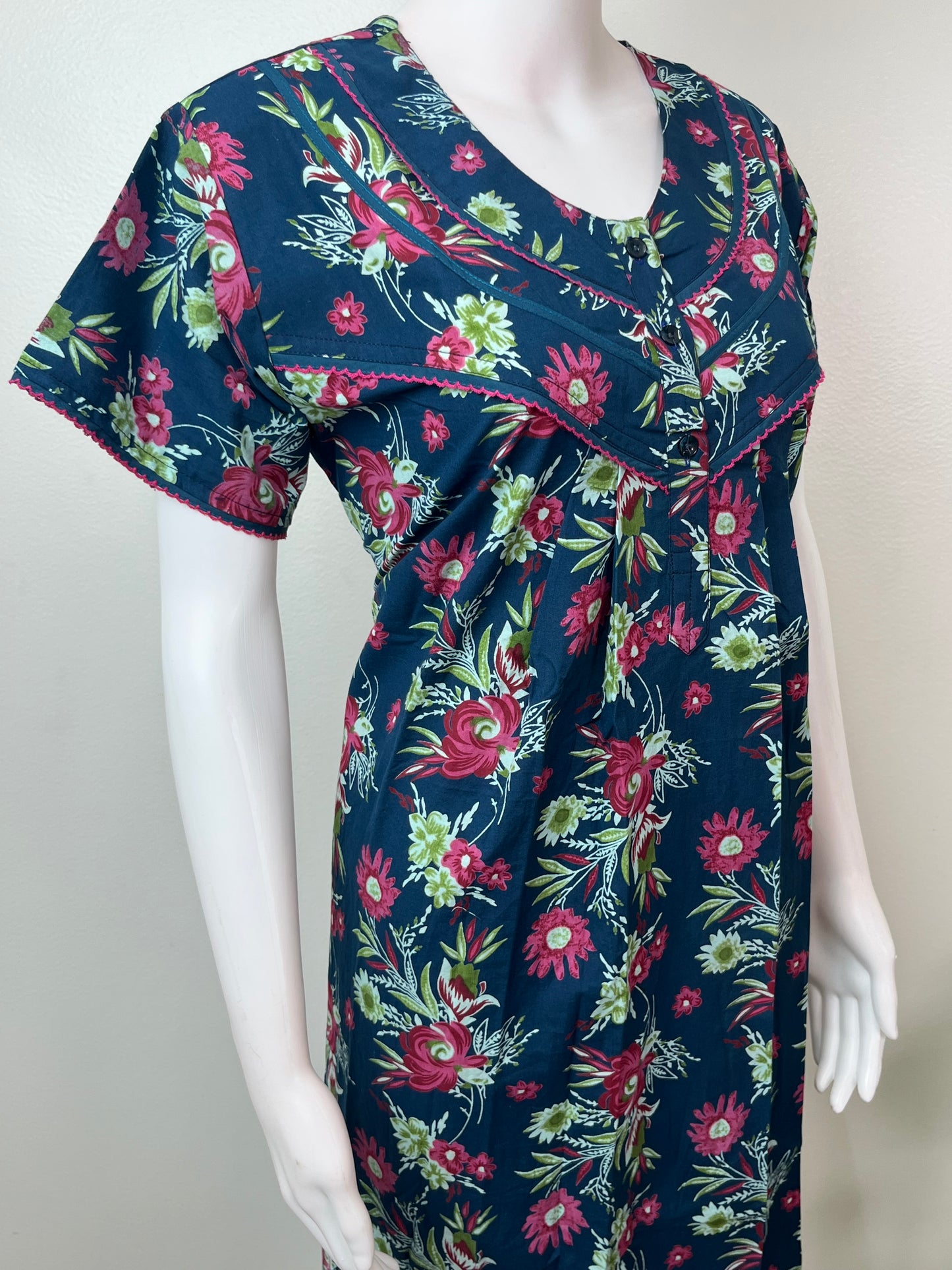 Royal Blue 100% Cotton Nightgown