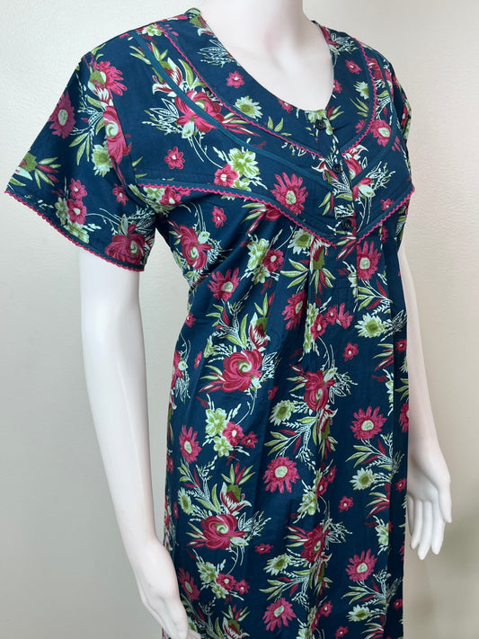 Royal Blue 100% Cotton Nightgown