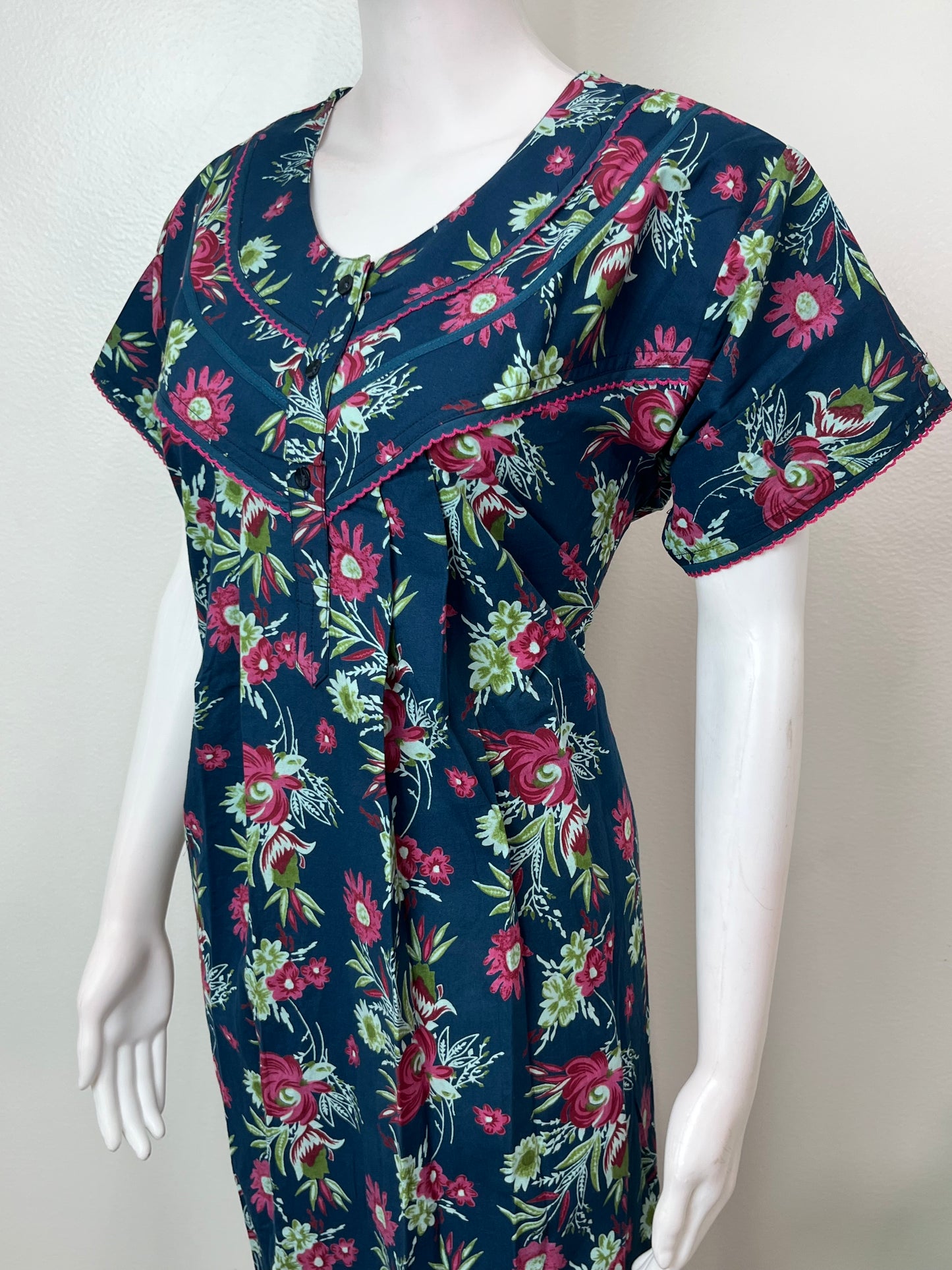 Royal Blue 100% Cotton Nightgown
