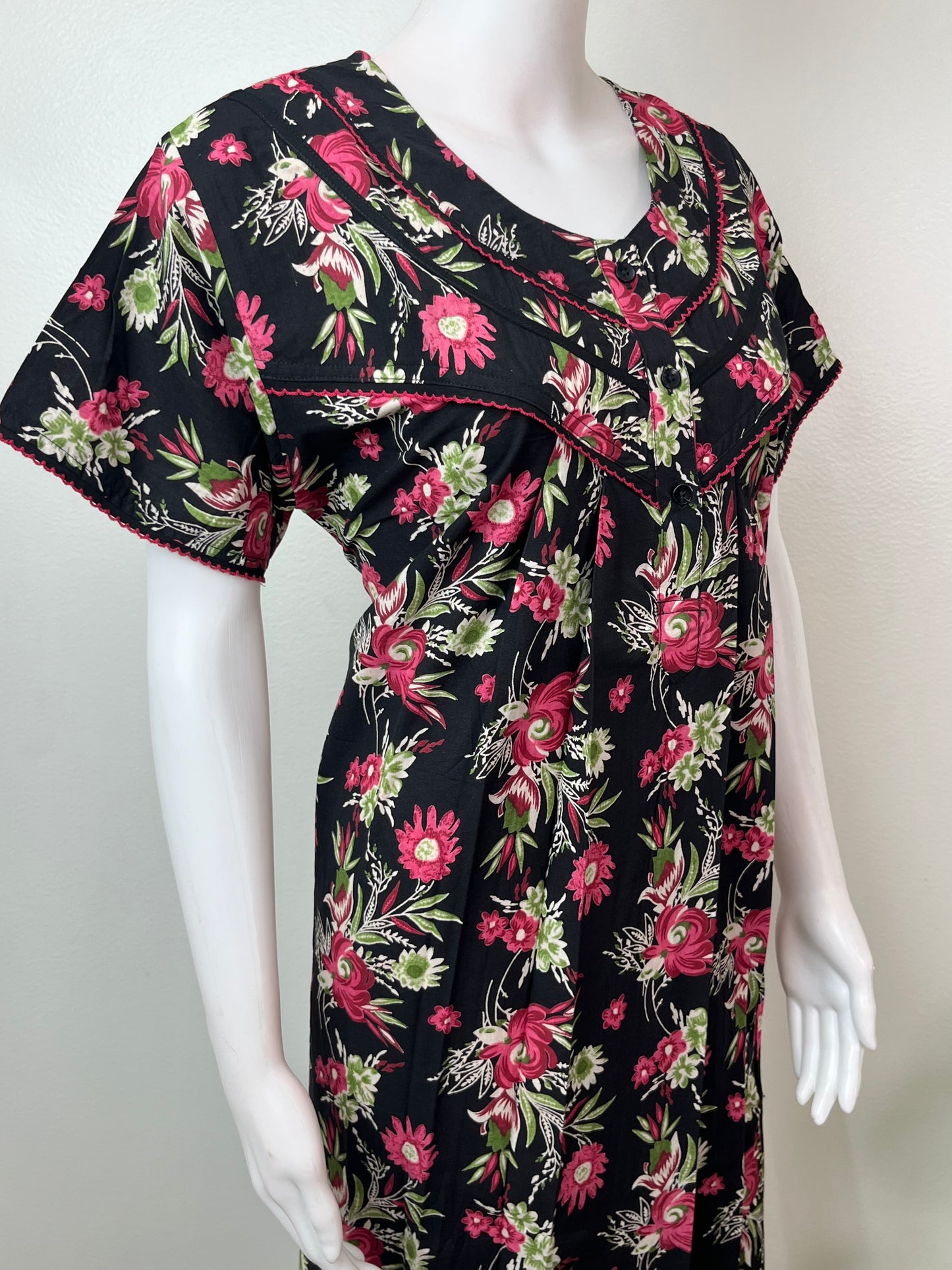 Black Pure Cotton Elegant & Breathable Nightgown