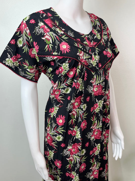 Black Pure Cotton Elegant & Breathable Nightgown