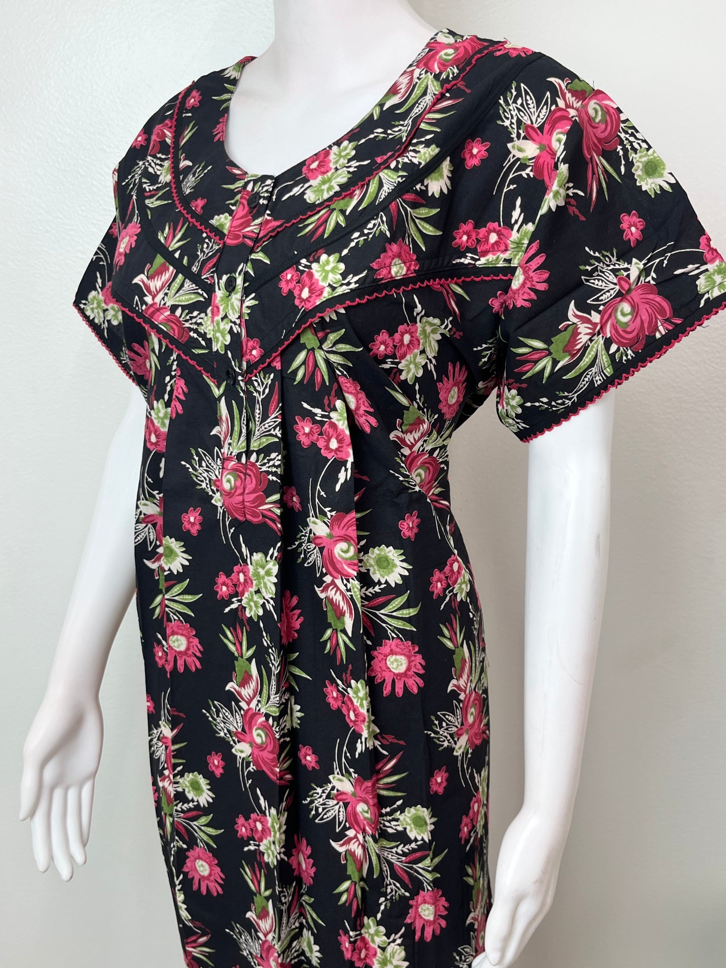 Black Pure Cotton Elegant & Breathable Nightgown
