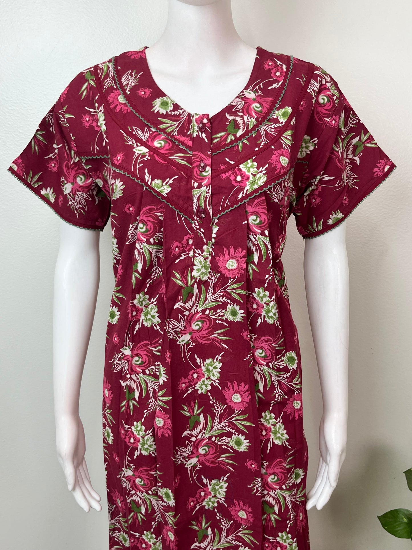 Maroon Pure Cotton Nighty Soft & Comfortable