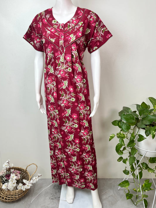 Maroon Pure Cotton Nighty Soft & Comfortable