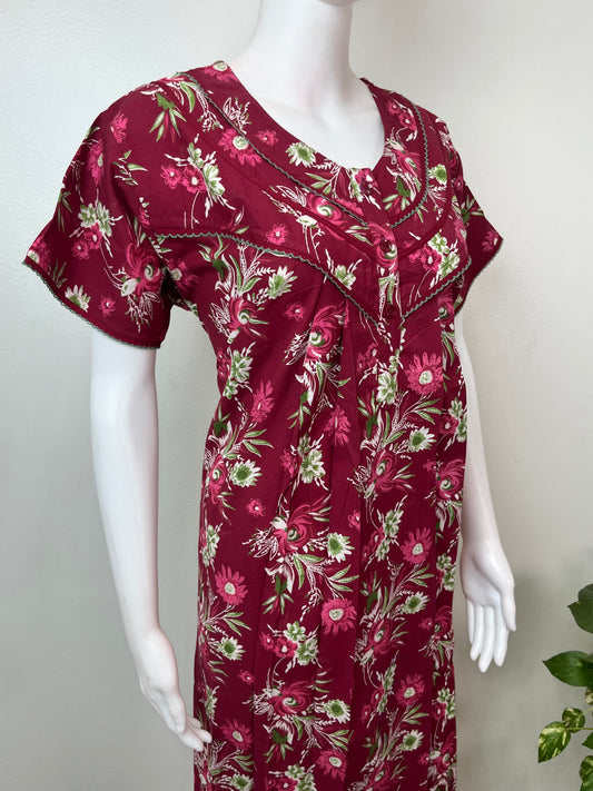 Maroon Pure Cotton Nighty Soft & Comfortable