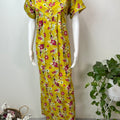 Yellow Floral Printed 100% Cotton Nightgown