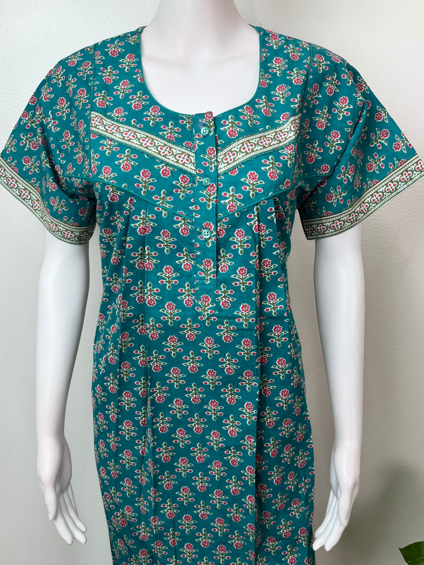 Teal 100% Cotton Nighty for Women