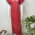 Red Pleated Style Pure Cotton Nightgown