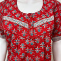 Red Pleated Style Pure Cotton Nightgown