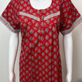 Red Pleated Style Pure Cotton Nightgown