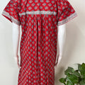 Red Pleated Style Pure Cotton Nightgown