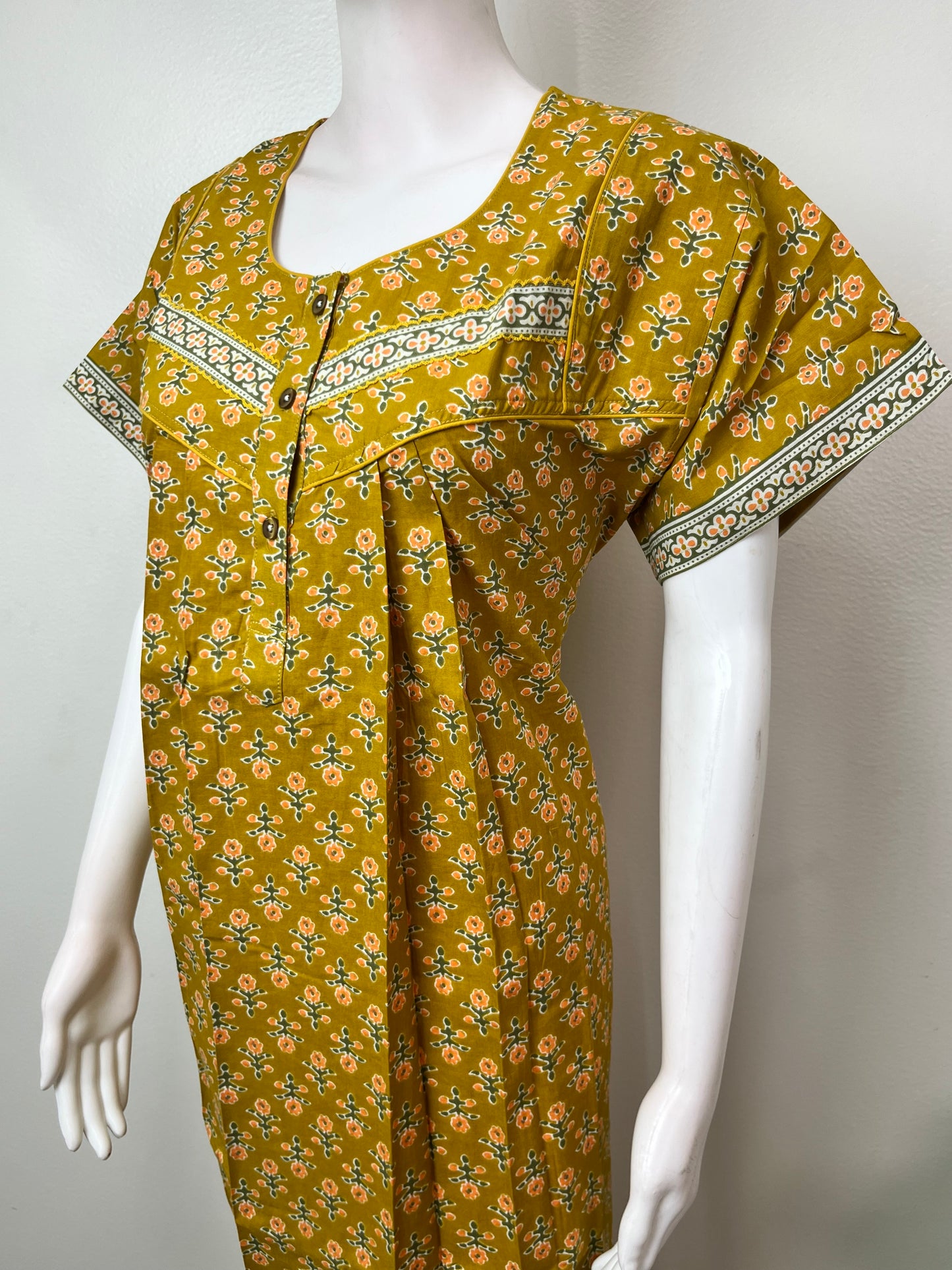 Mustard Pure Cotton Nightgown Soft & Comfortable