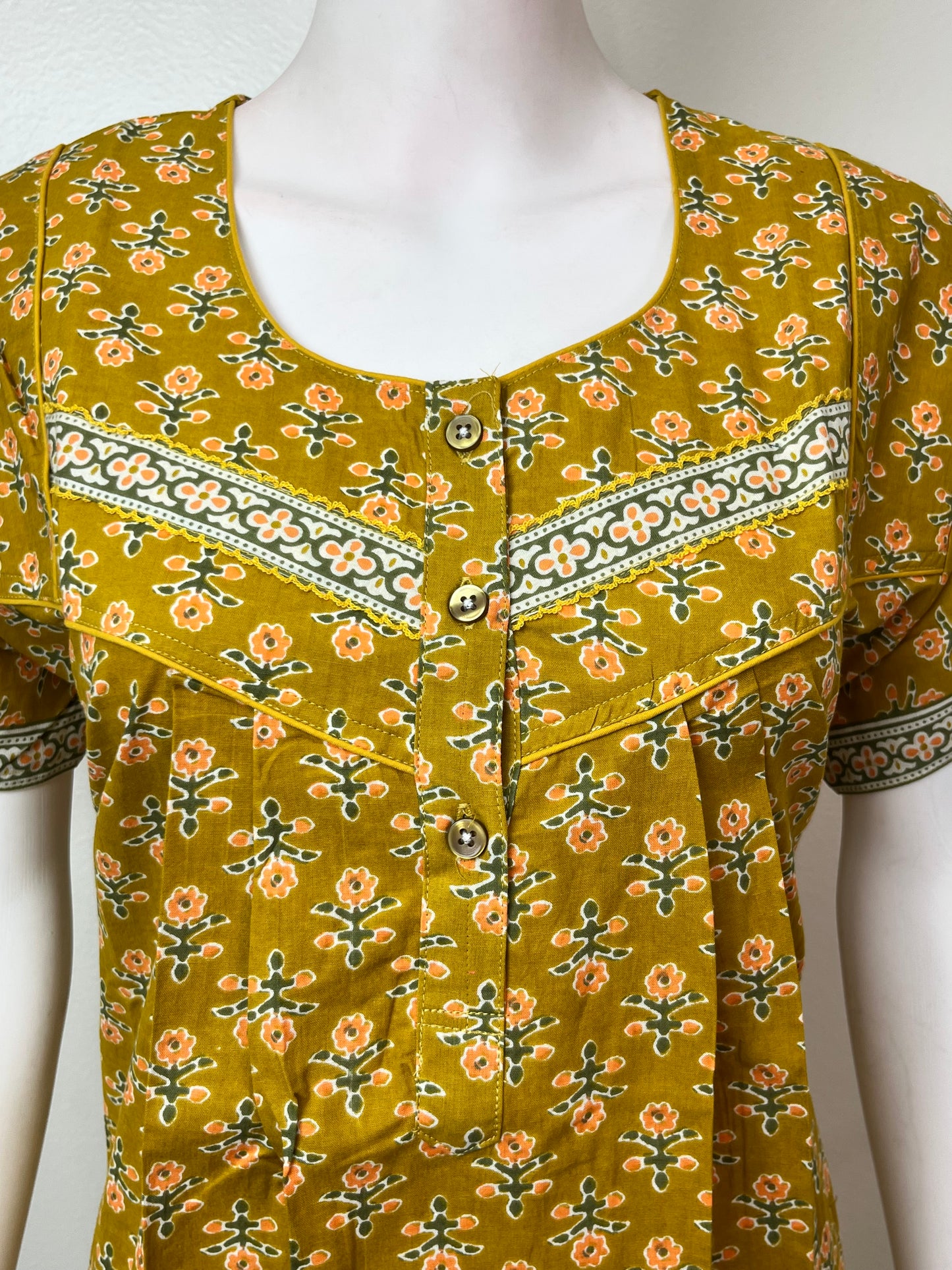 Mustard Pure Cotton Nightgown Soft & Comfortable