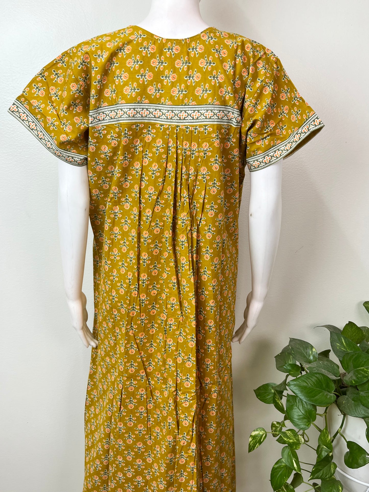 Mustard Pure Cotton Nightgown Soft & Comfortable