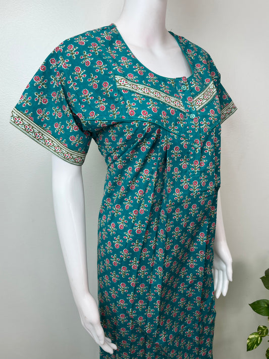 Teal 100% Cotton Nighty for Women