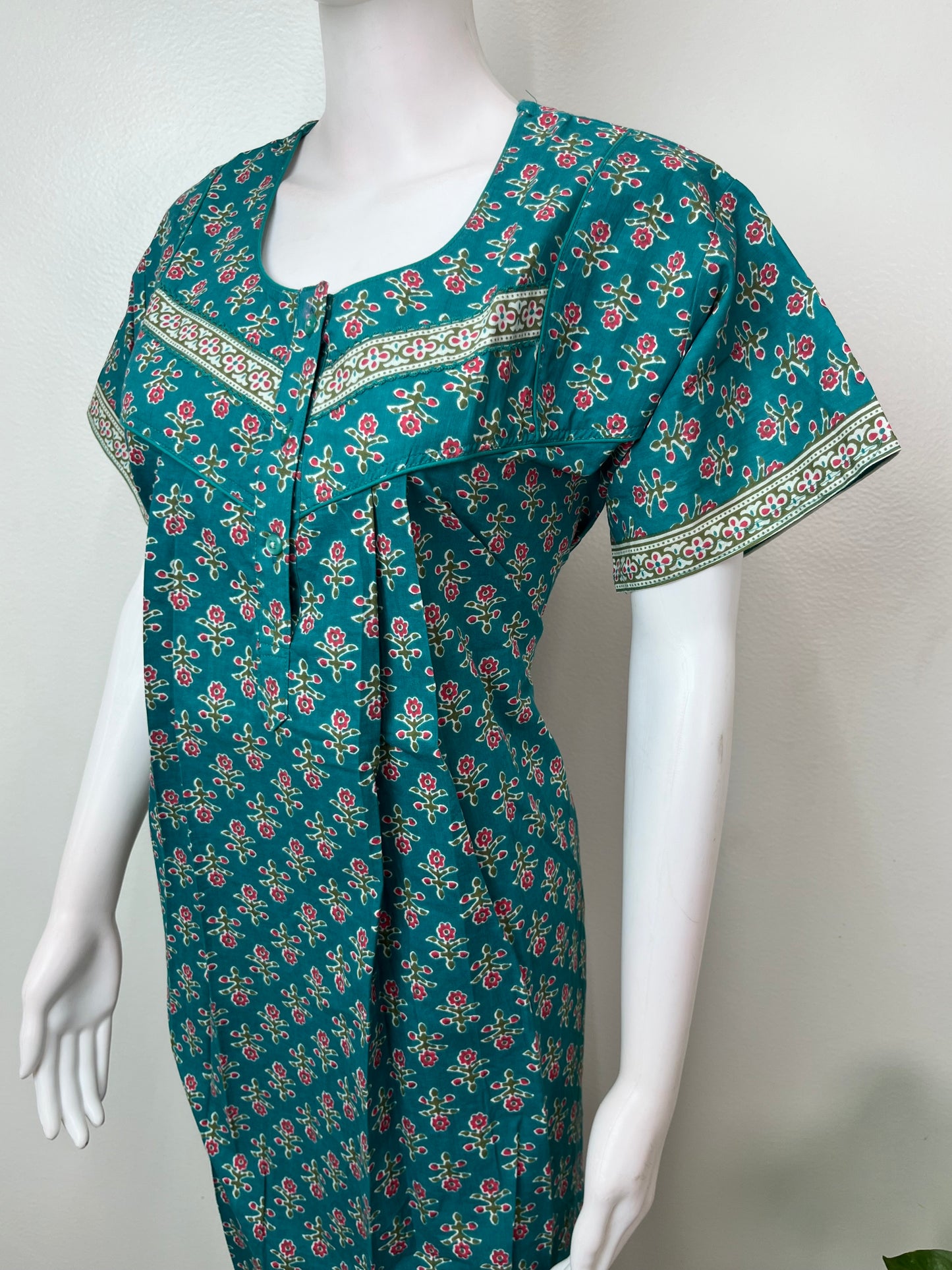 Teal 100% Cotton Nighty for Women