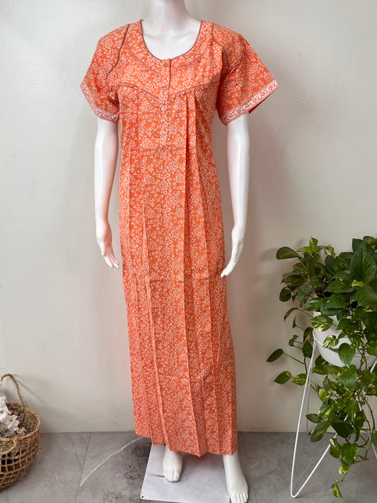 Orange Pure Cotton Women's Nightgown