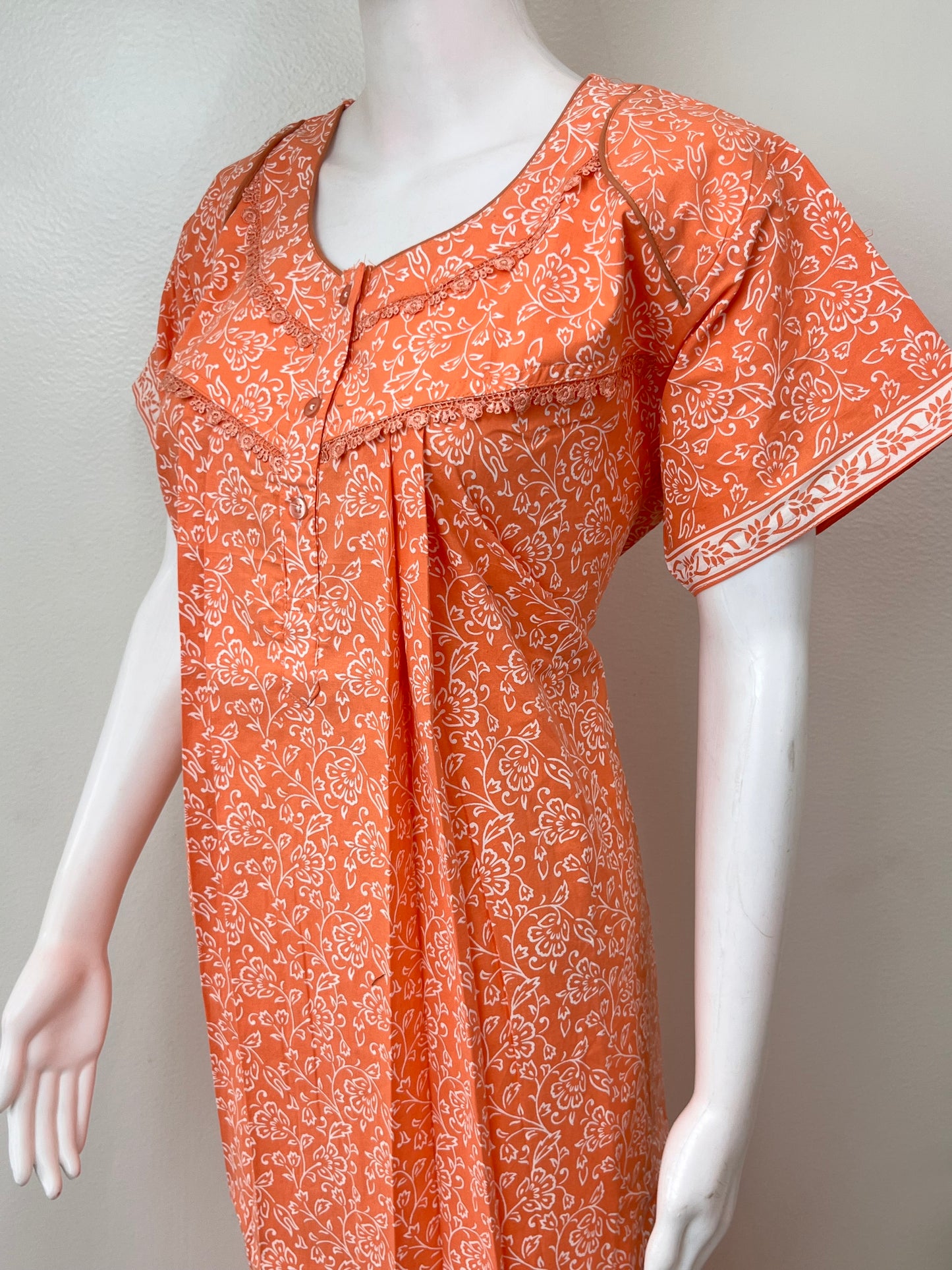 Orange Pure Cotton Women's Nightgown