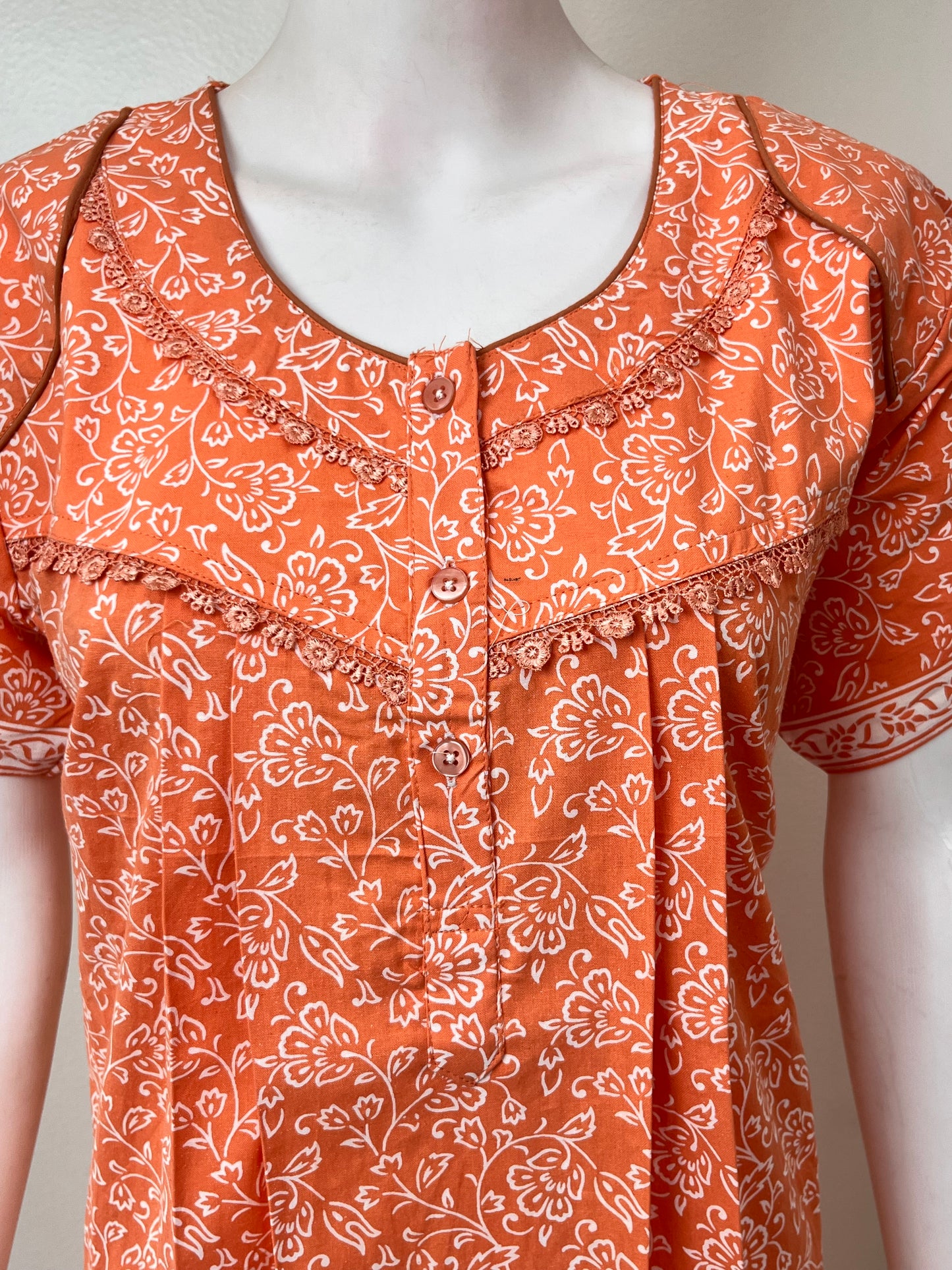 Orange Pure Cotton Women's Nightgown