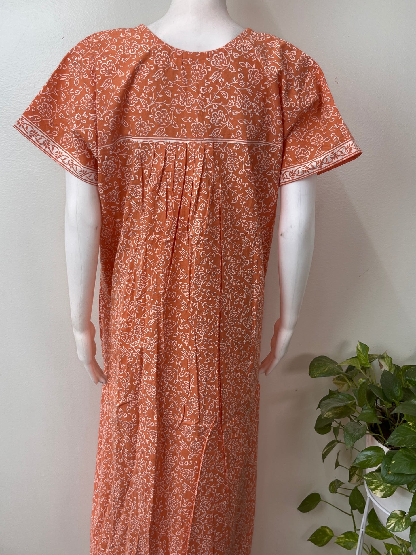 Orange Pure Cotton Women's Nightgown