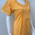 Yellow Pleated Style 100% Cotton Nightgown