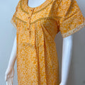 Yellow Pleated Style 100% Cotton Nightgown