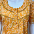 Yellow Pleated Style 100% Cotton Nightgown