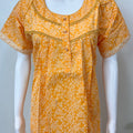 Yellow Pleated Style 100% Cotton Nightgown