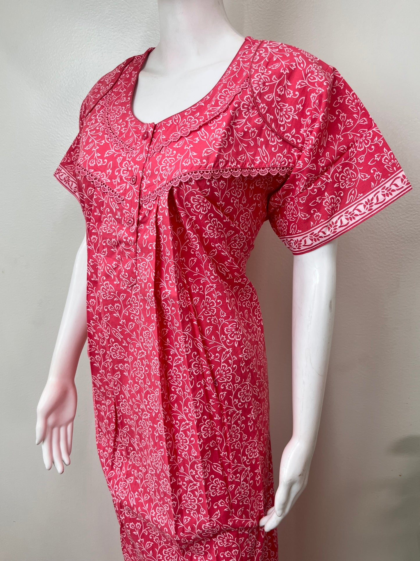 Hot Pink Pure Cotton Nighty Elegant & Breathable