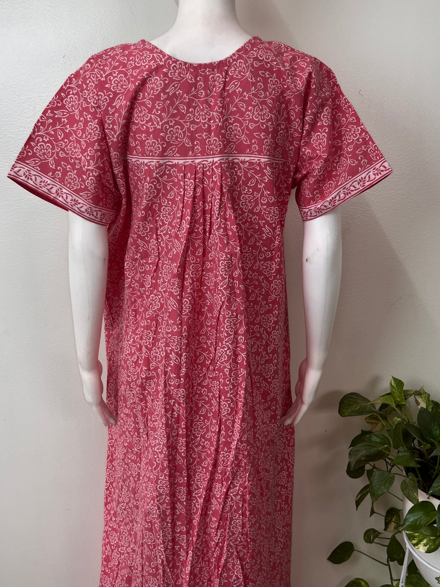 Hot Pink Pure Cotton Nighty Elegant & Breathable