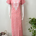 Peach Elegant Embroidered Pure Cotton Nightgown