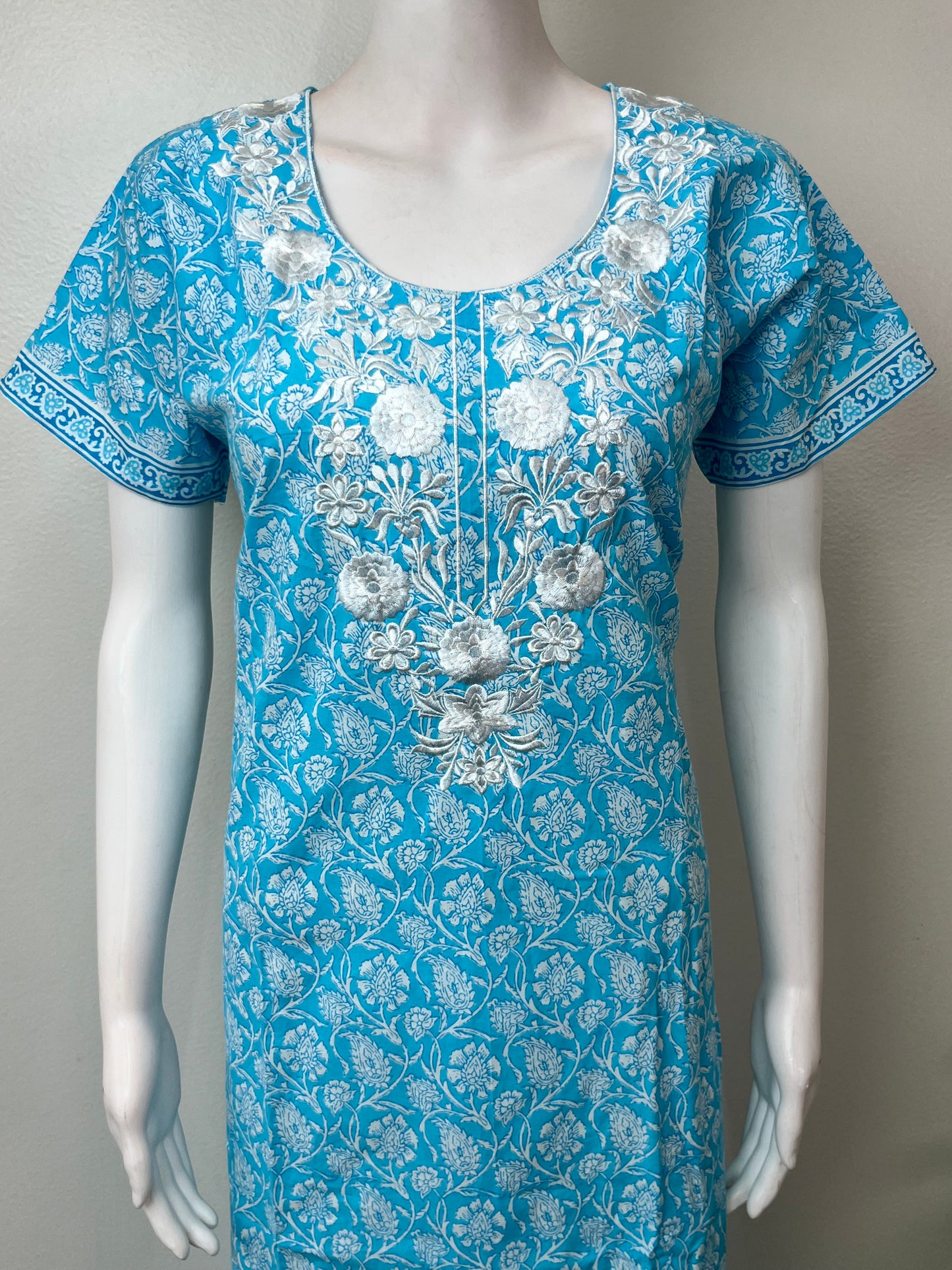 Aqua Blue Pure Cotton Nighty Soft & Breathable