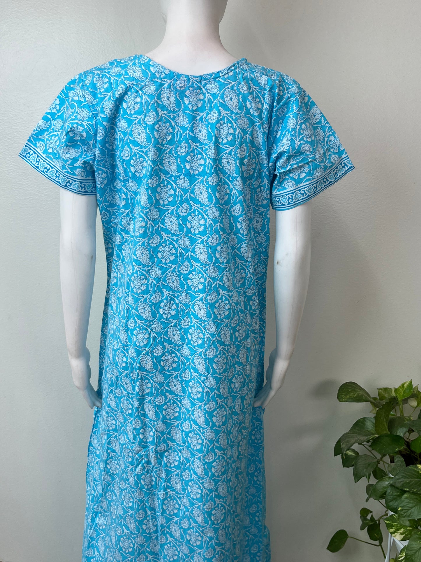 Aqua Blue Pure Cotton Nighty Soft & Breathable