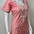 Peach Elegant Embroidered Pure Cotton Nightgown