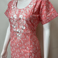 Peach Elegant Embroidered Pure Cotton Nightgown