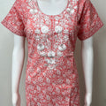 Peach Elegant Embroidered Pure Cotton Nightgown