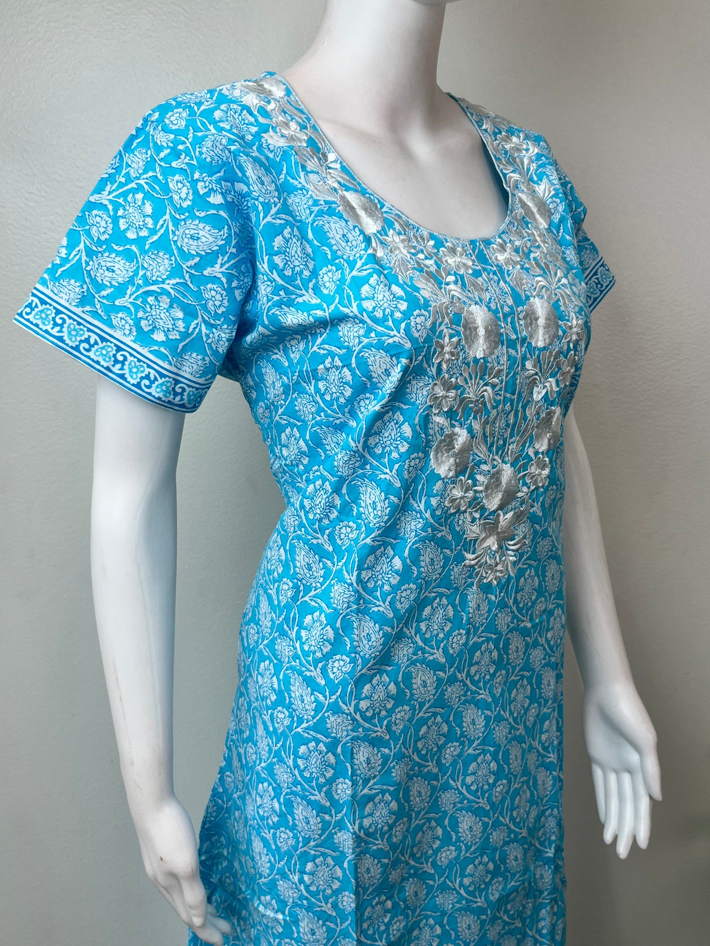 Aqua Blue Pure Cotton Nighty Soft & Breathable
