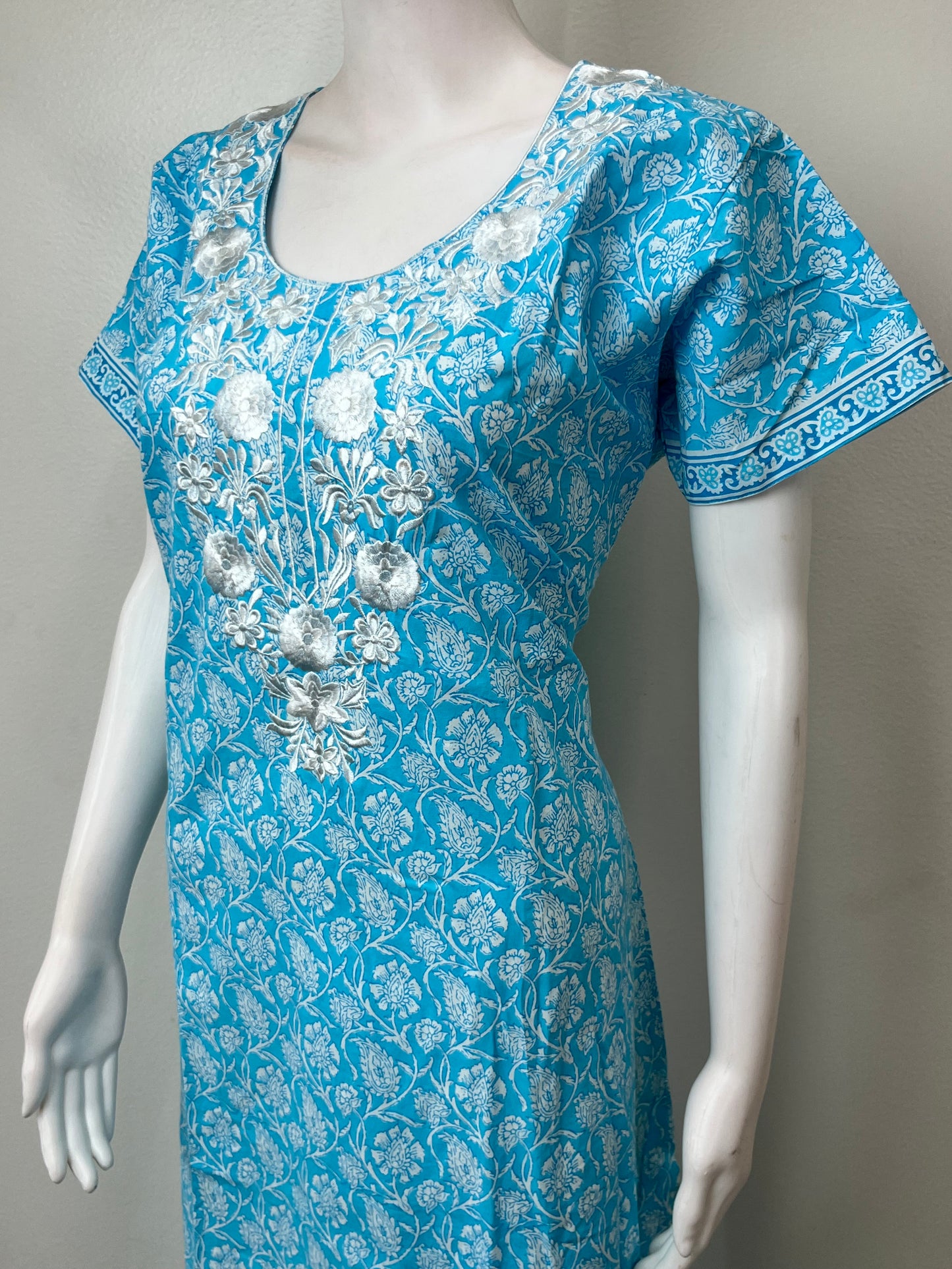 Aqua Blue Pure Cotton Nighty Soft & Breathable