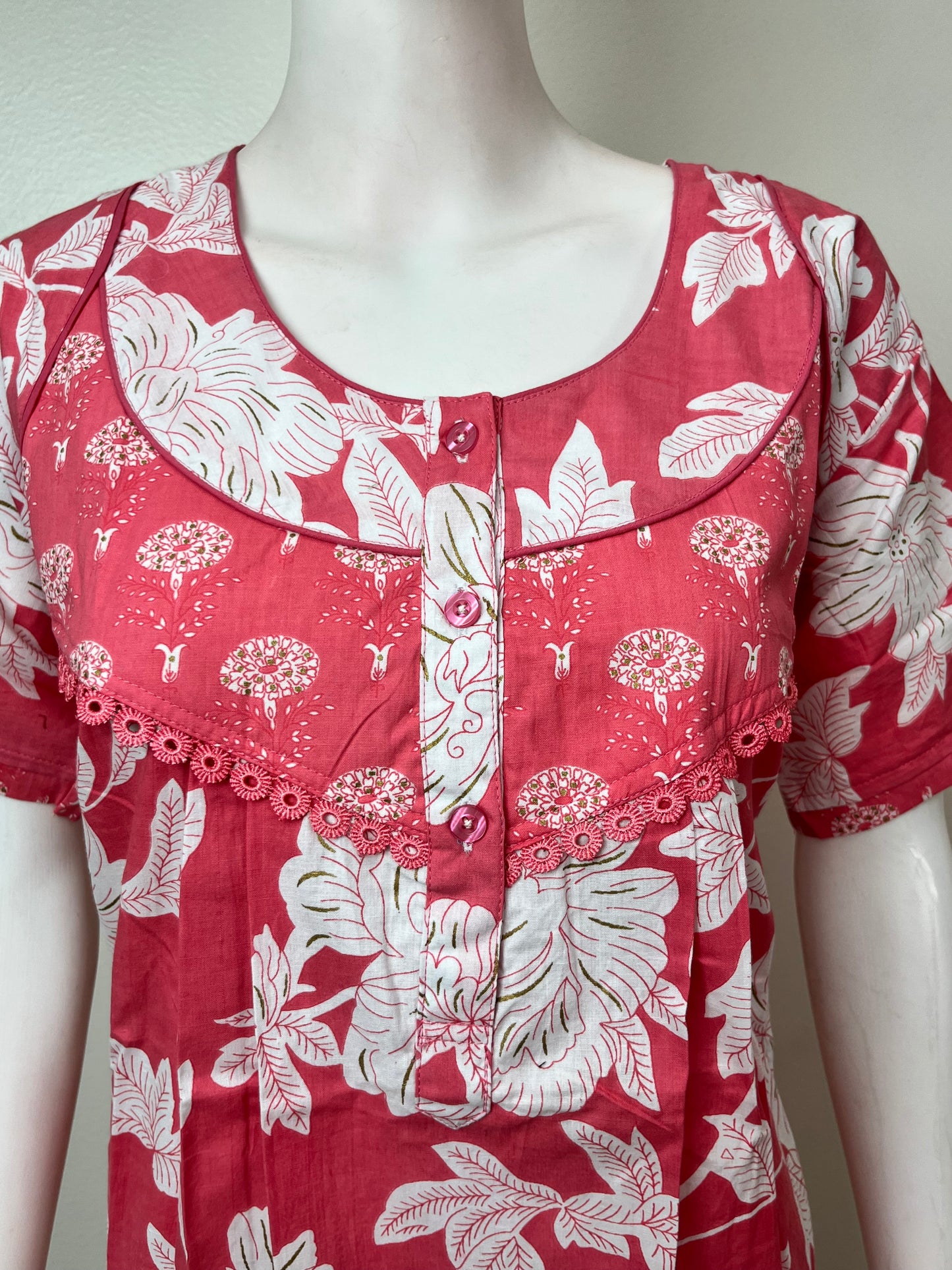 Baby Pink Soft & Comfortable Pure Cotton Nightgown