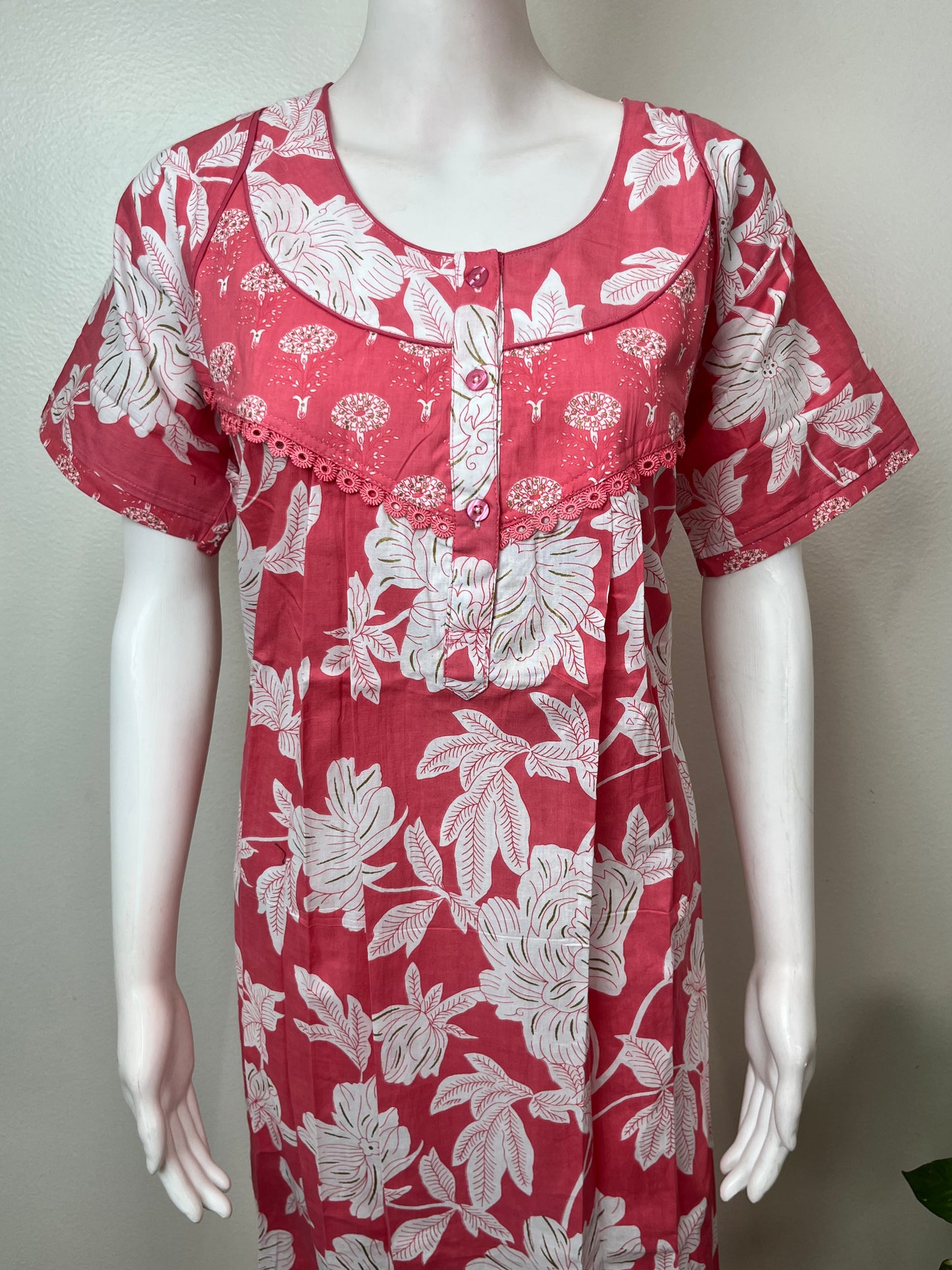 Baby Pink Soft & Comfortable Pure Cotton Nightgown