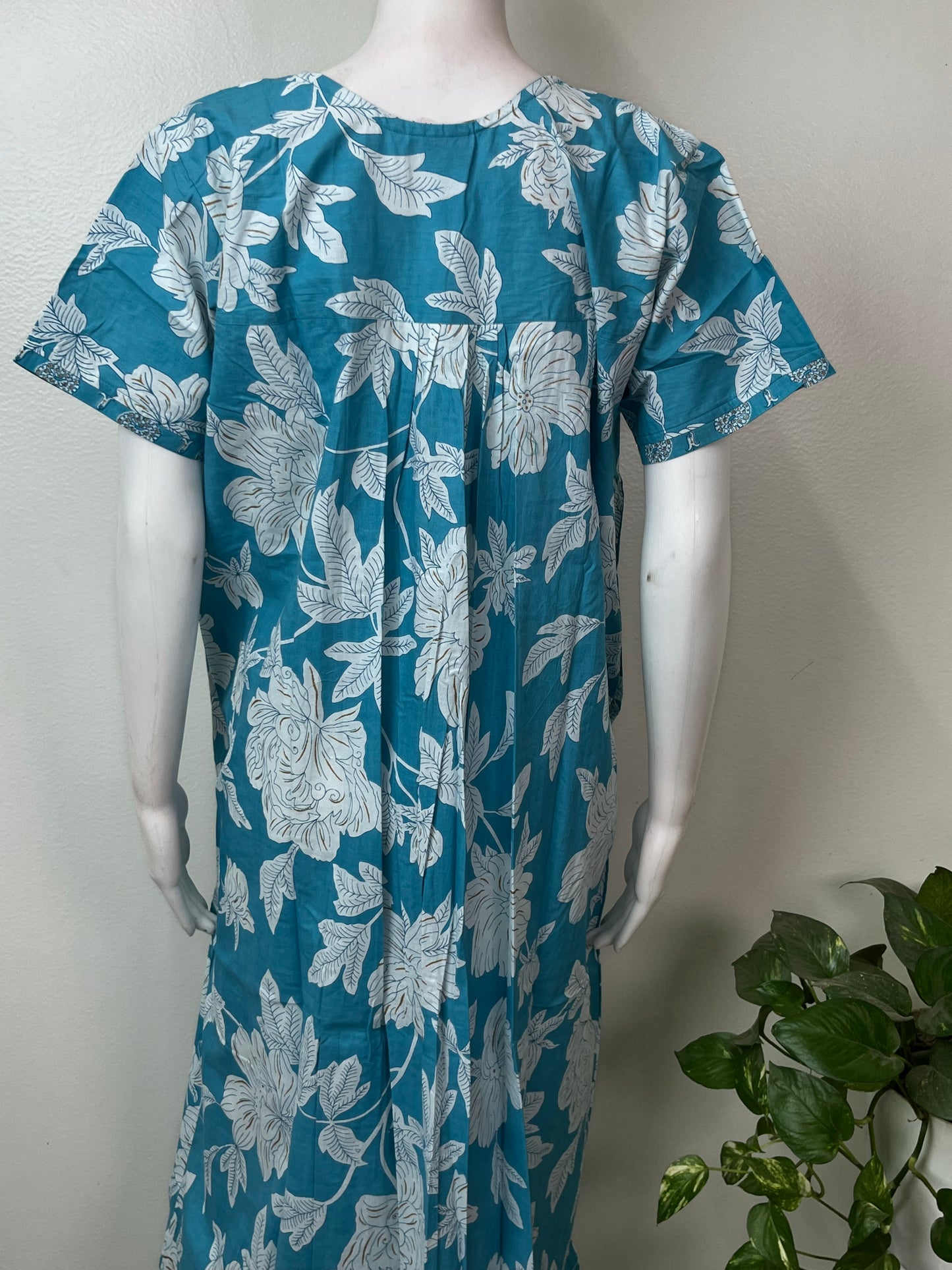 Sky Blue Pleated Style 100% Cotton Nighty