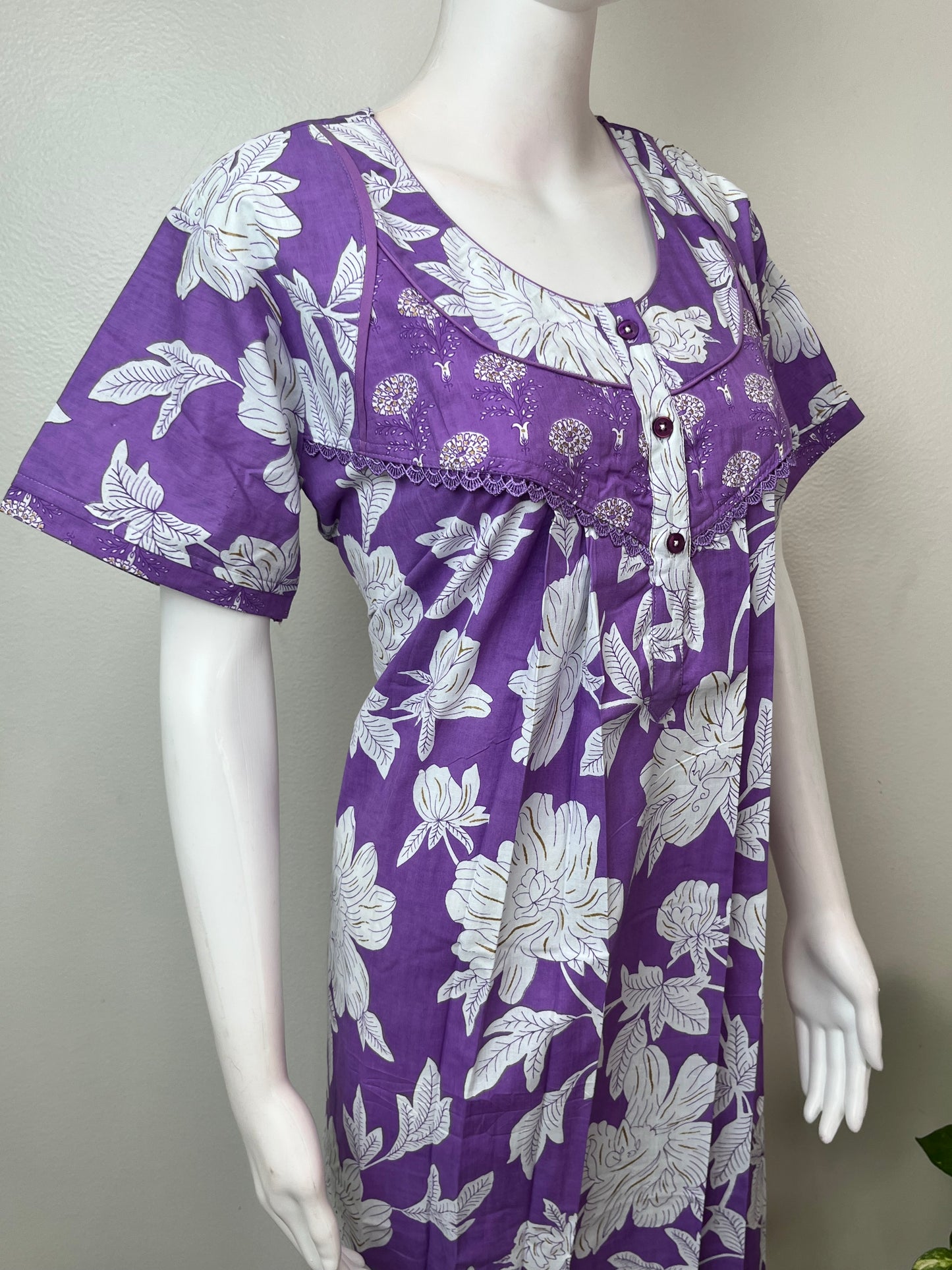 Lavender Pure Cotton Elegant & Breathable Nighty