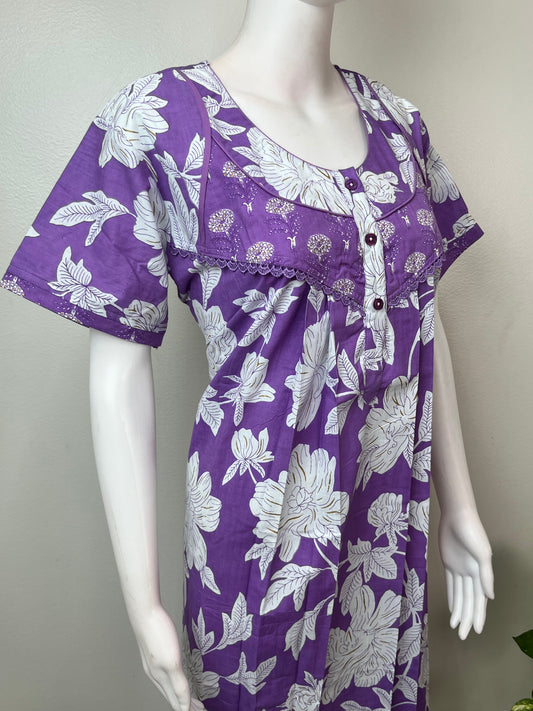 Lavender Pure Cotton Elegant & Breathable Nighty