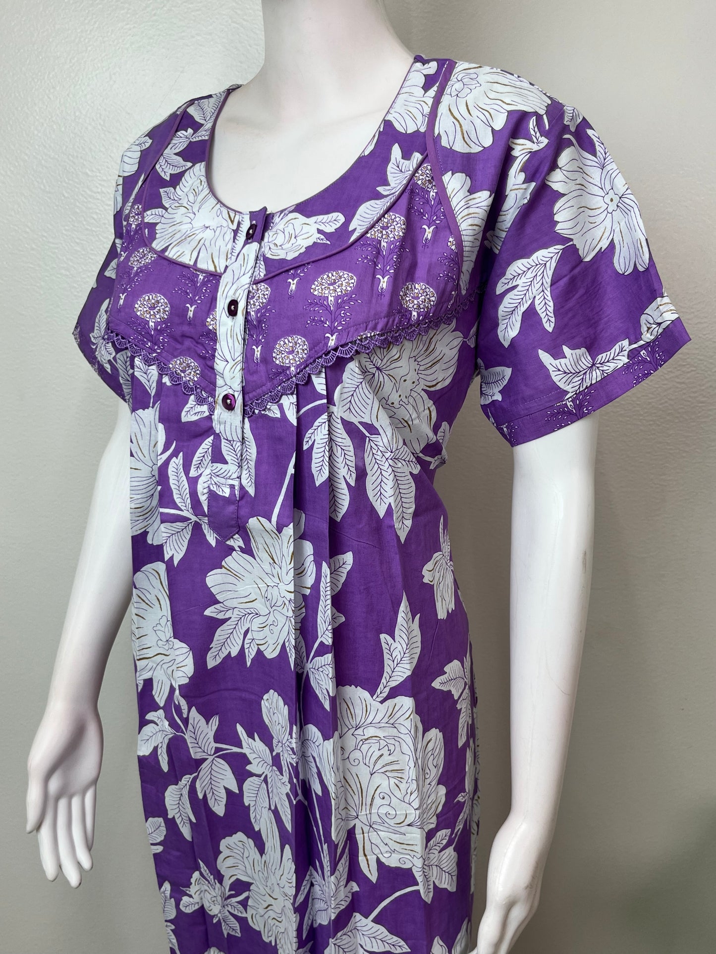 Lavender Pure Cotton Elegant & Breathable Nighty