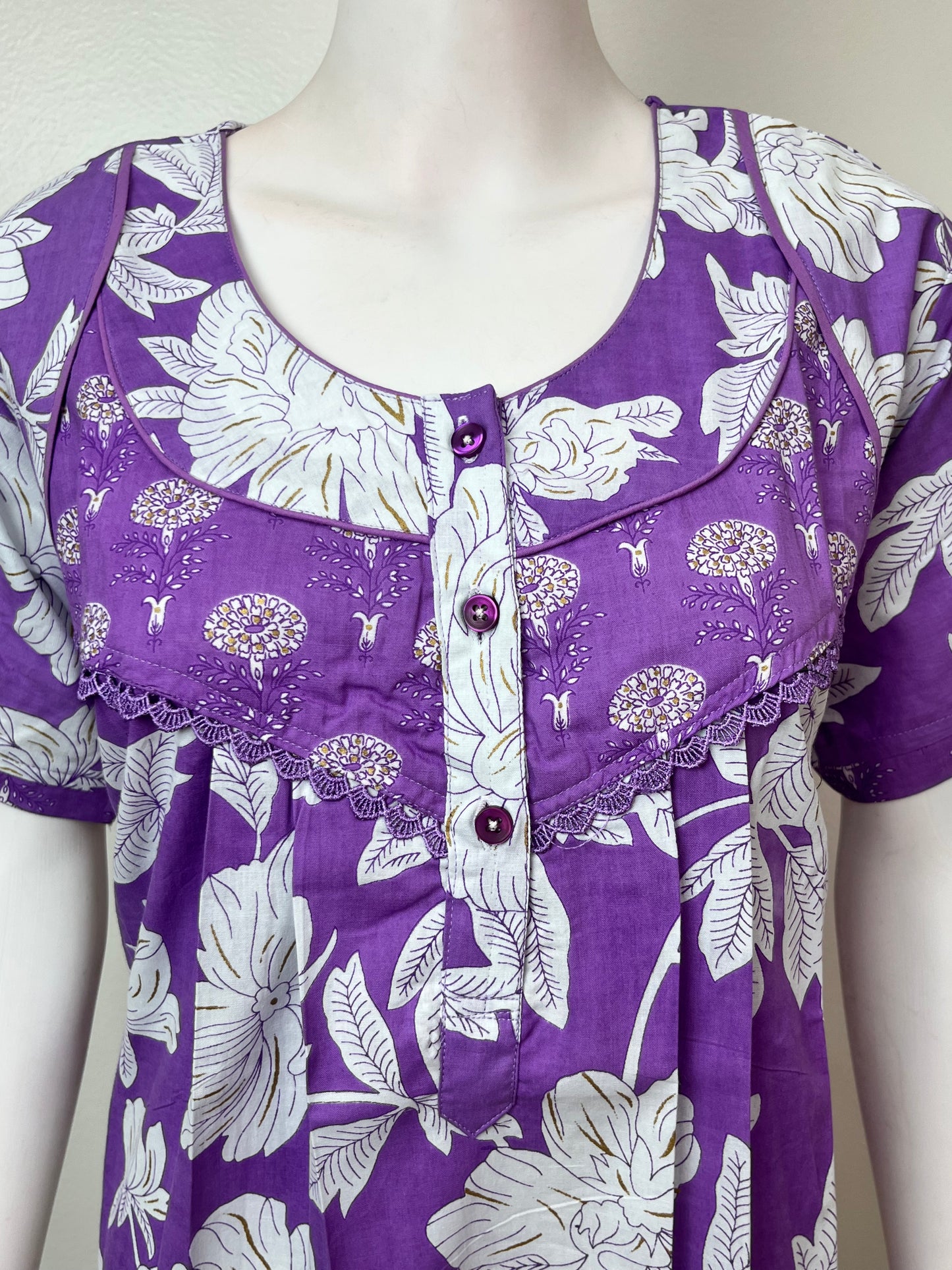 Lavender Pure Cotton Elegant & Breathable Nighty