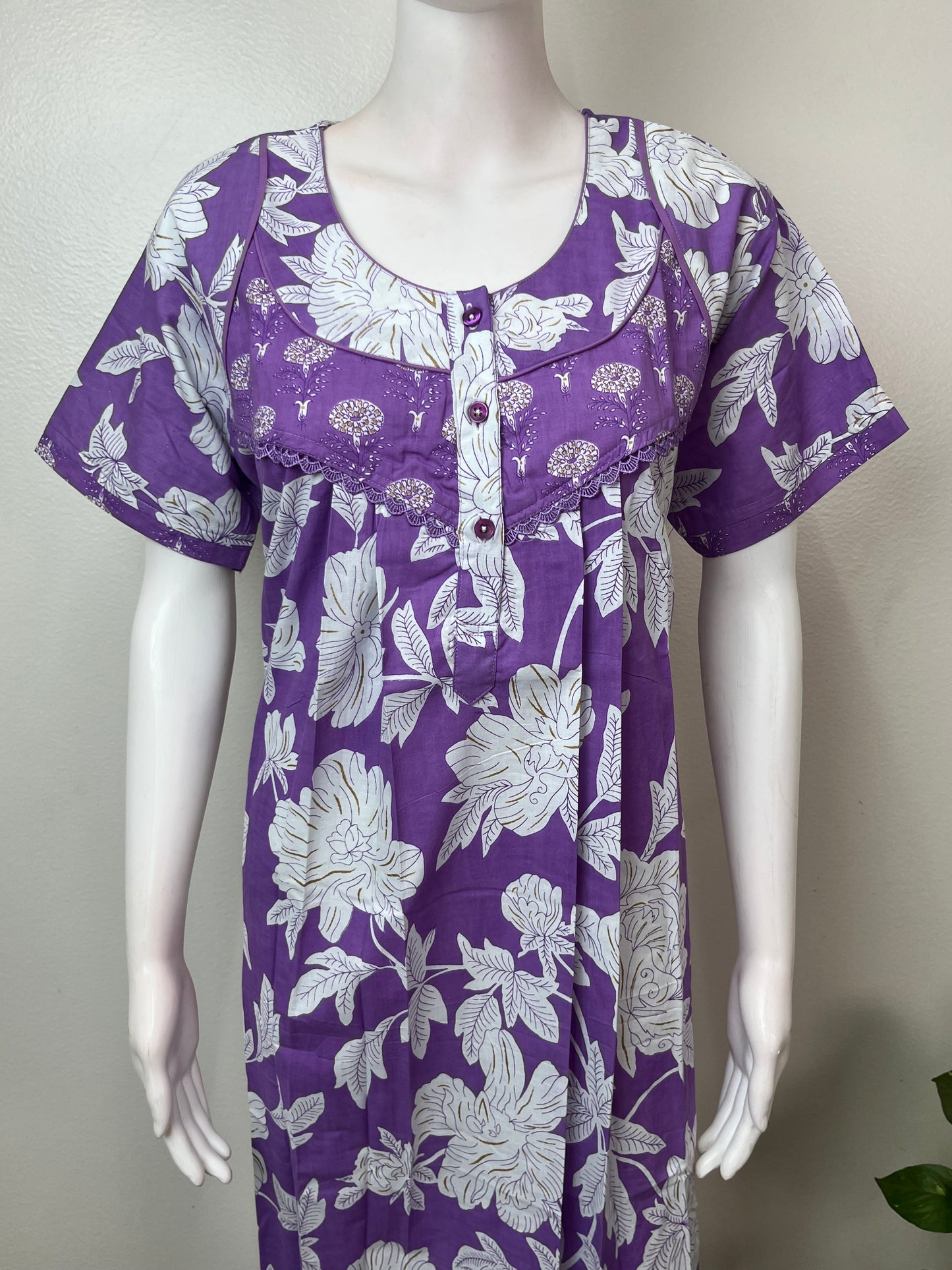 Lavender Pure Cotton Elegant & Breathable Nighty