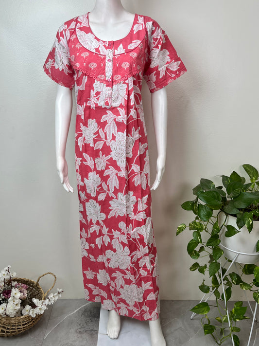 Baby Pink Soft & Comfortable Pure Cotton Nightgown