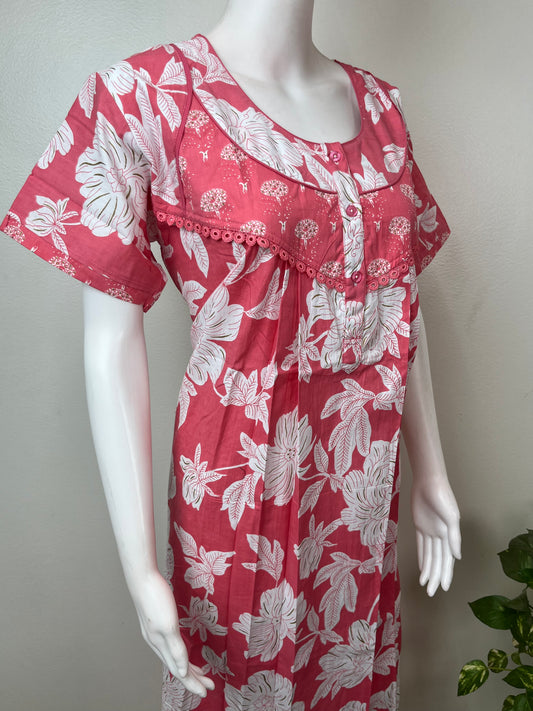 Baby Pink Soft & Comfortable Pure Cotton Nightgown