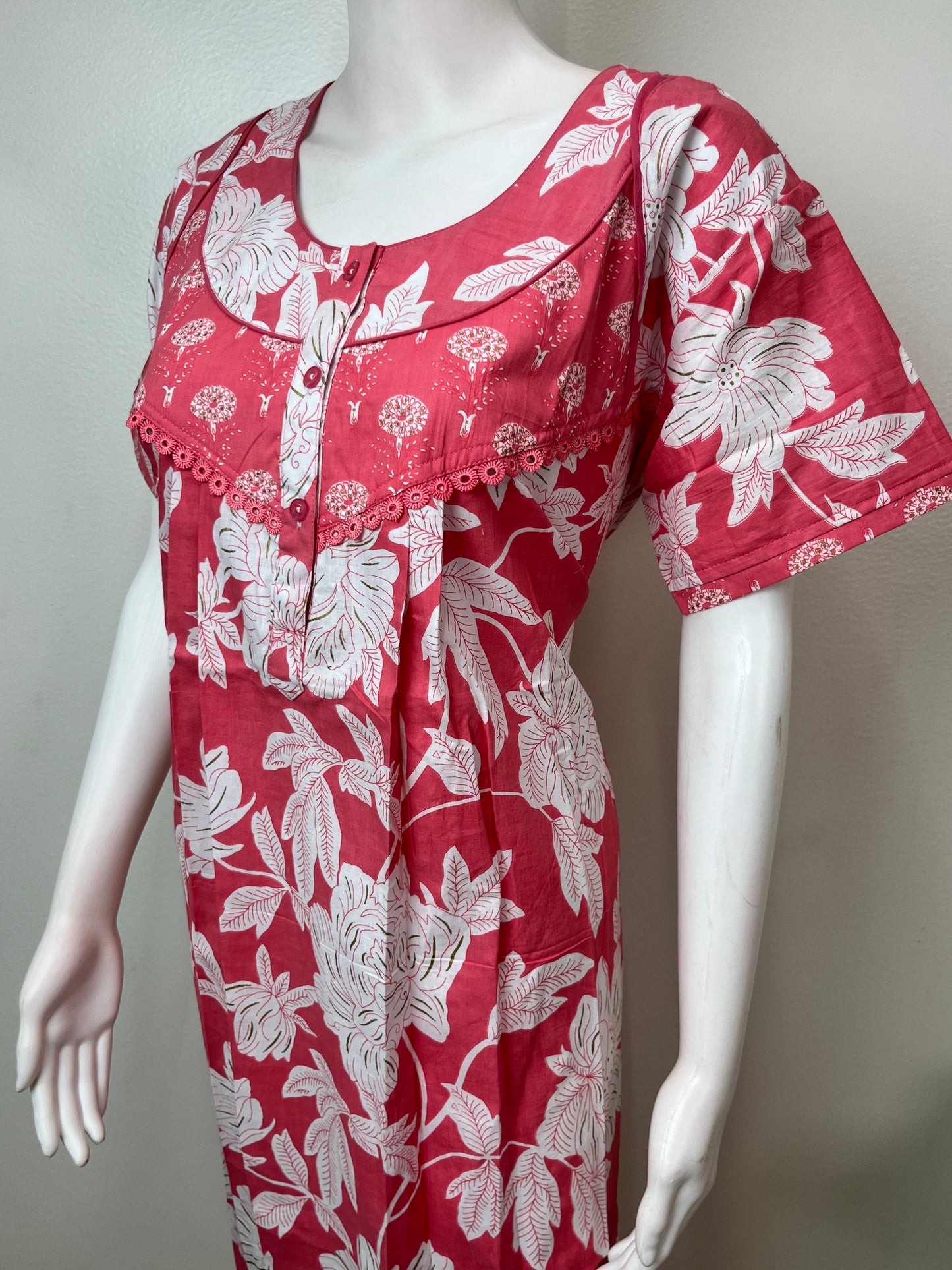 Baby Pink Soft & Comfortable Pure Cotton Nightgown