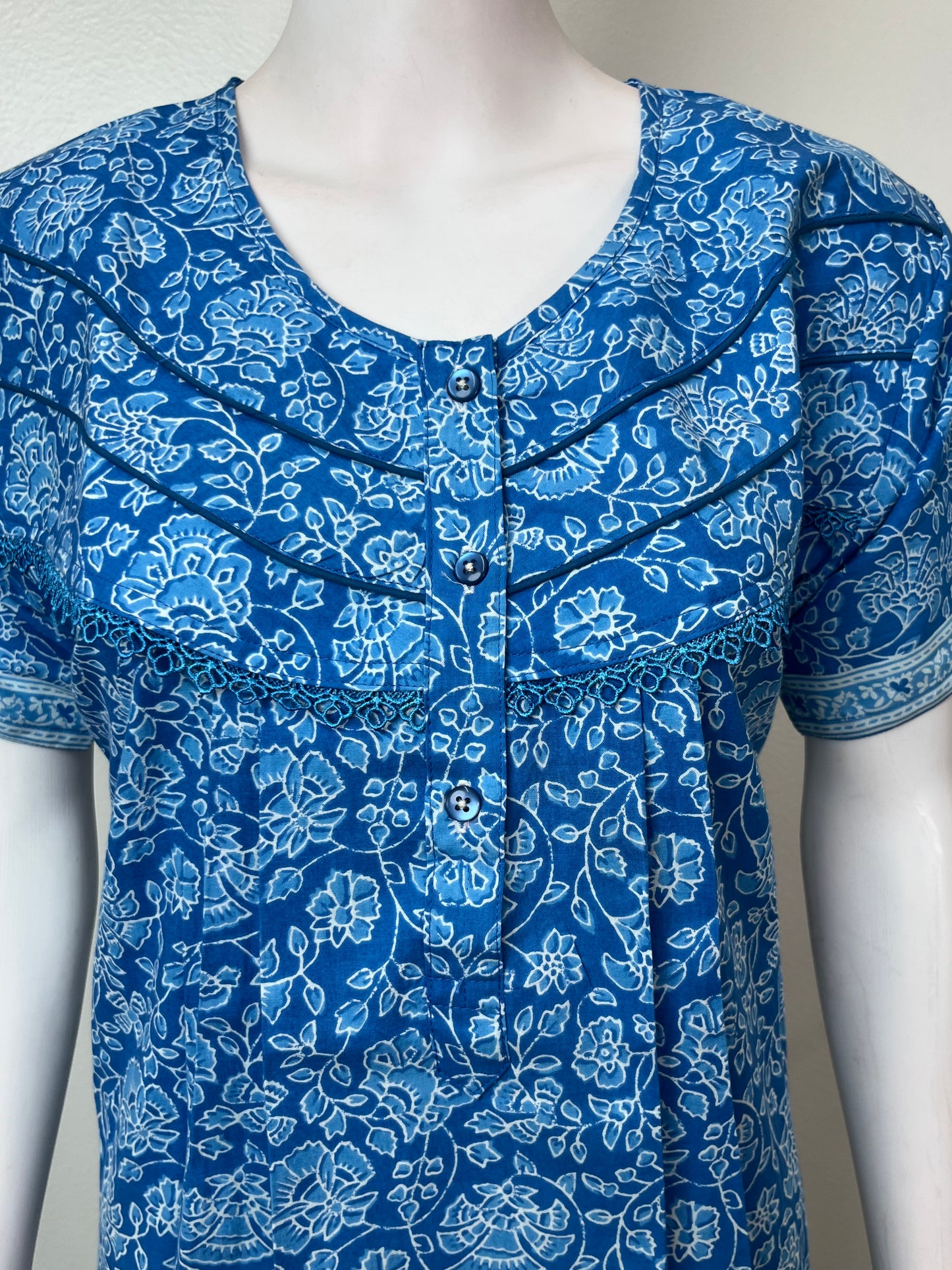 Blue Pure Cotton Soft & Comfortable Nightgown